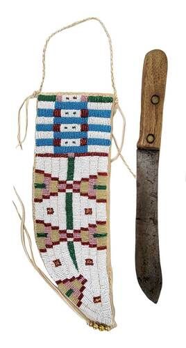 Native American Handmade Beaded Knife Sheath Leather PWKS1100