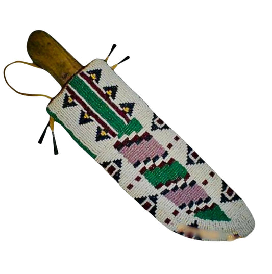 Native American Handmade Beaded Knife Sheath Leather PWKS1130