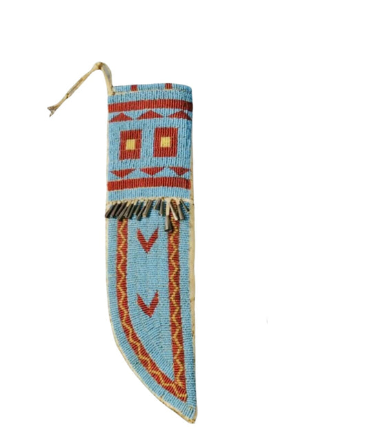 Native American Handmade Beaded Knife Sheath Leather PWKS1200