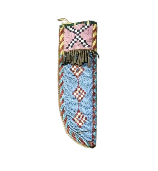Native American Handmade Beaded Knife Sheath Leather PWKS1210