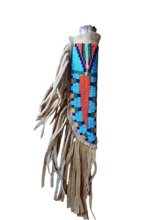 Native American Handmade Beaded Knife Sheath Leather PWKS1300