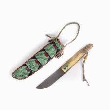 Native American Handmade Beaded Knife Sheath Leather PWKS1520