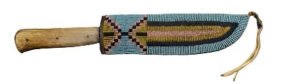 Native American Handmade Beaded Knife Sheath Leather PWKS1780