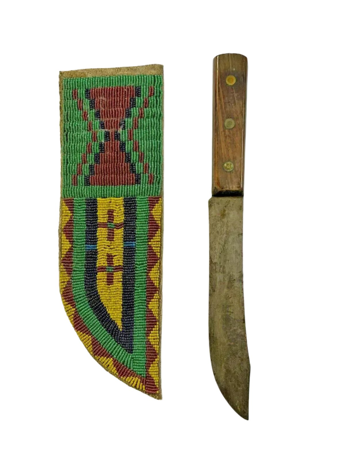 Native American Handmade Beaded Knife Sheath Leather PWKS1810