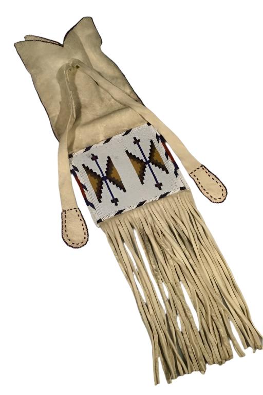 Native American Suede Hide Handmade Beaded Pipe Bag PWPB1800