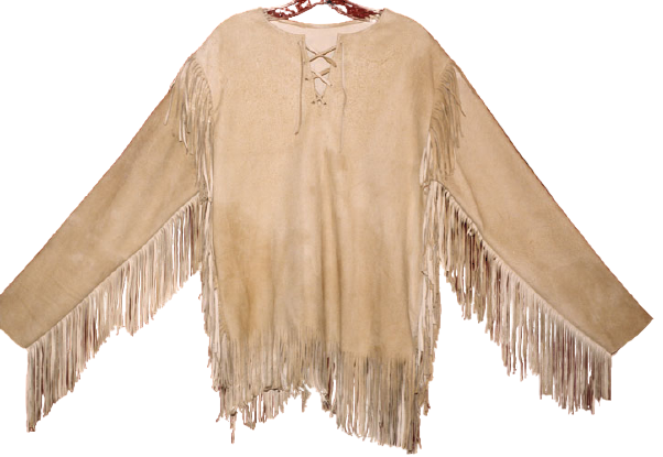 Beige poncho with fringe details on a white background