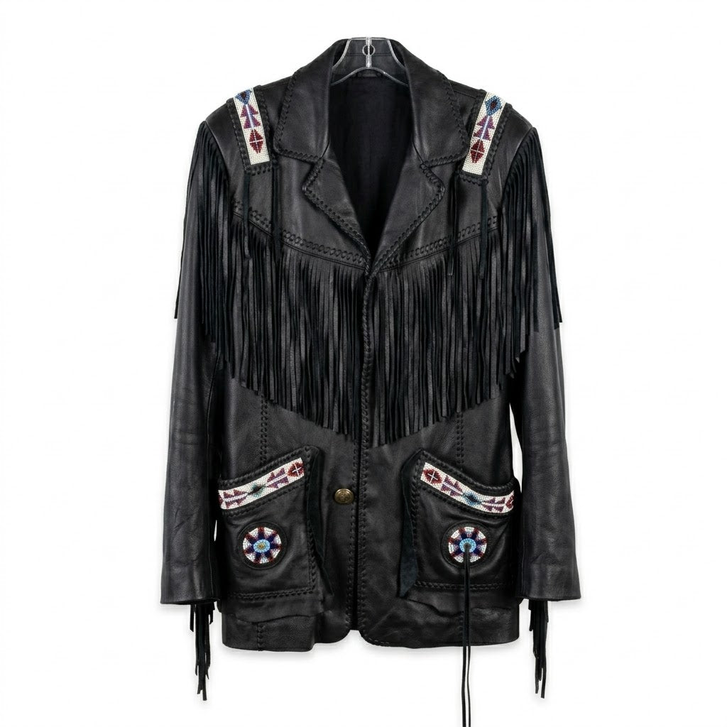 Native American Beaded Leather Jacket for Men NBJ303