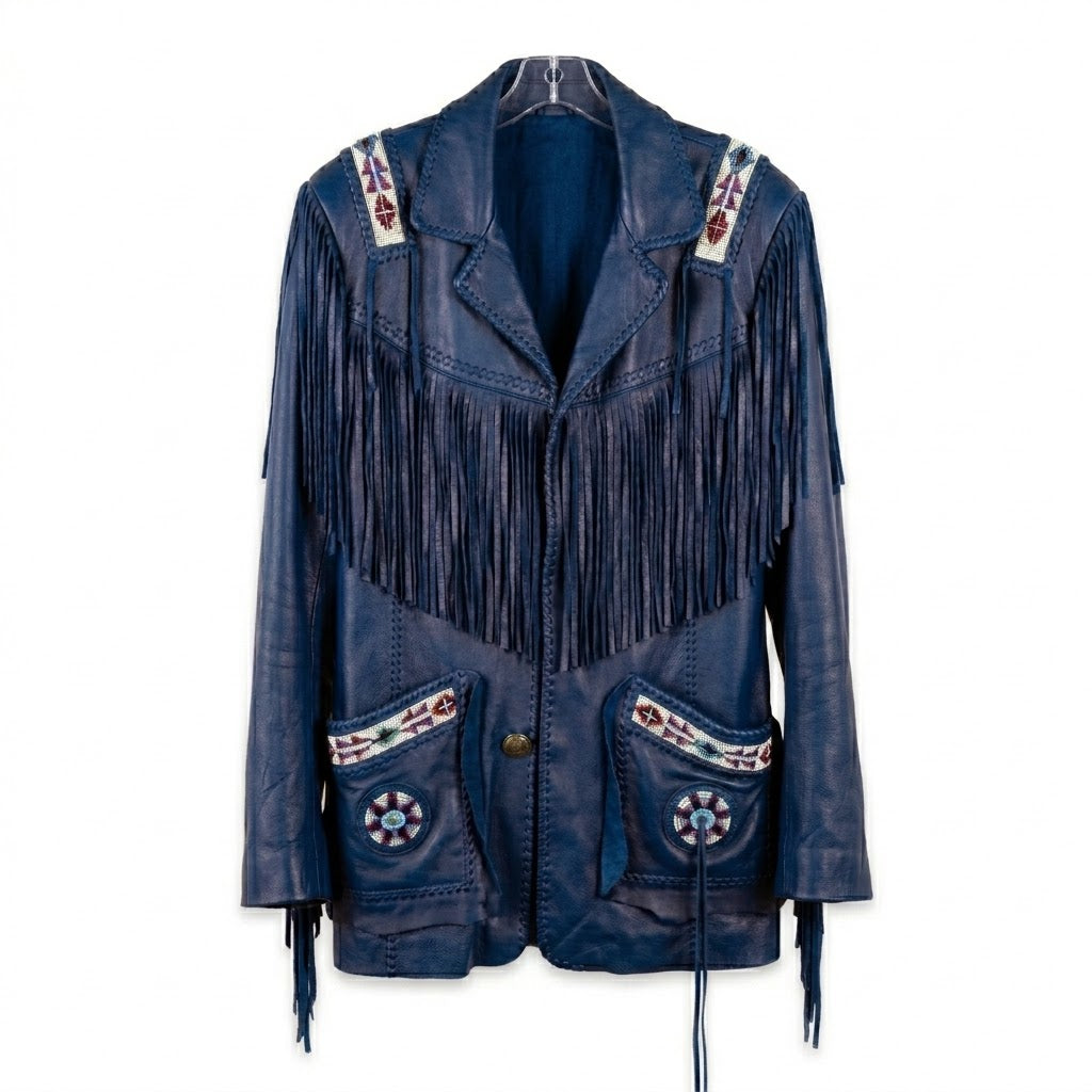 Native American Beaded Leather Jacket for Men NBJ303