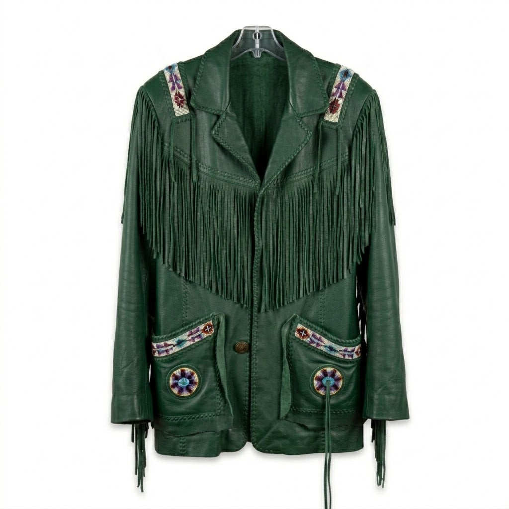 Native American Beaded Leather Jacket for Men NBJ303