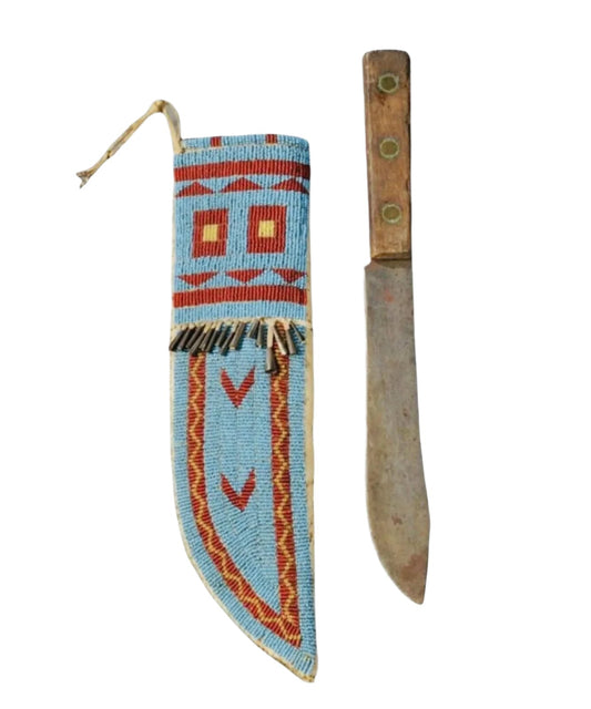 Native American Handmade Beaded Knife Sheath Leather PWKS1380