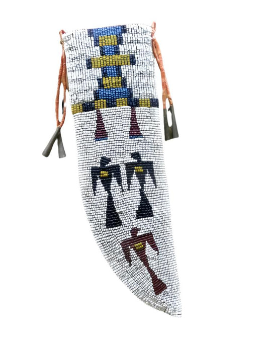 Native American Handmade Beaded Knife Sheath Leather PWKS1390