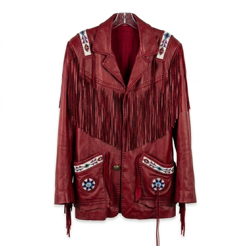 Native American Beaded Leather Jacket for Men NBJ303