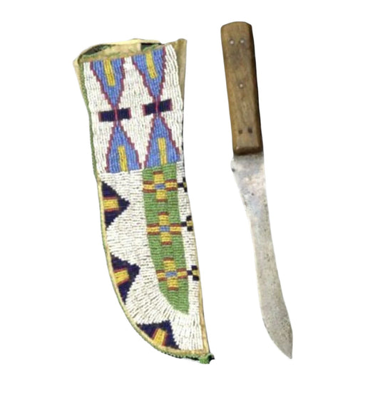 Native American Handmade Beaded Knife Sheath Leather PWKS1850