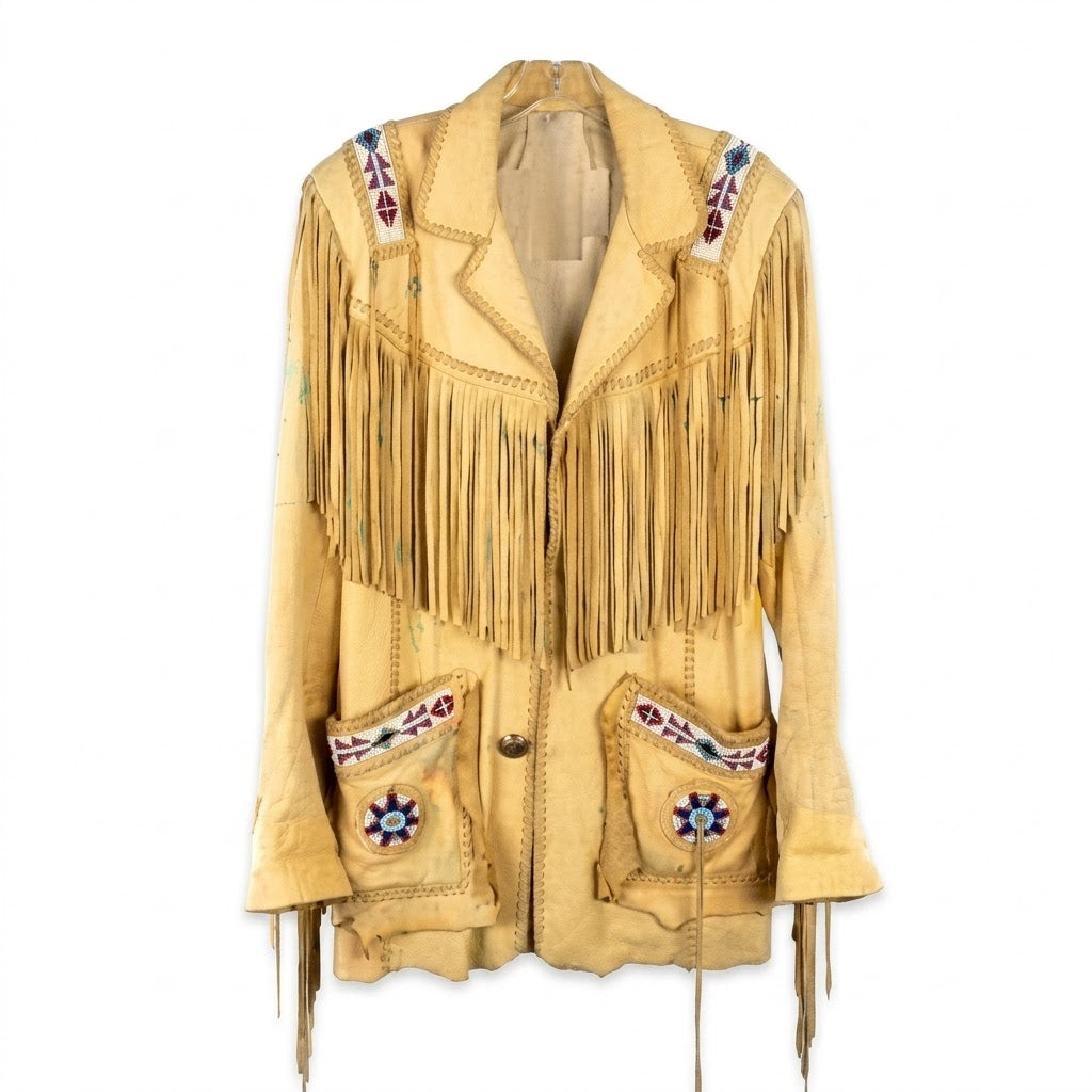 Native American Beaded Leather Jacket for Men NBJ303
