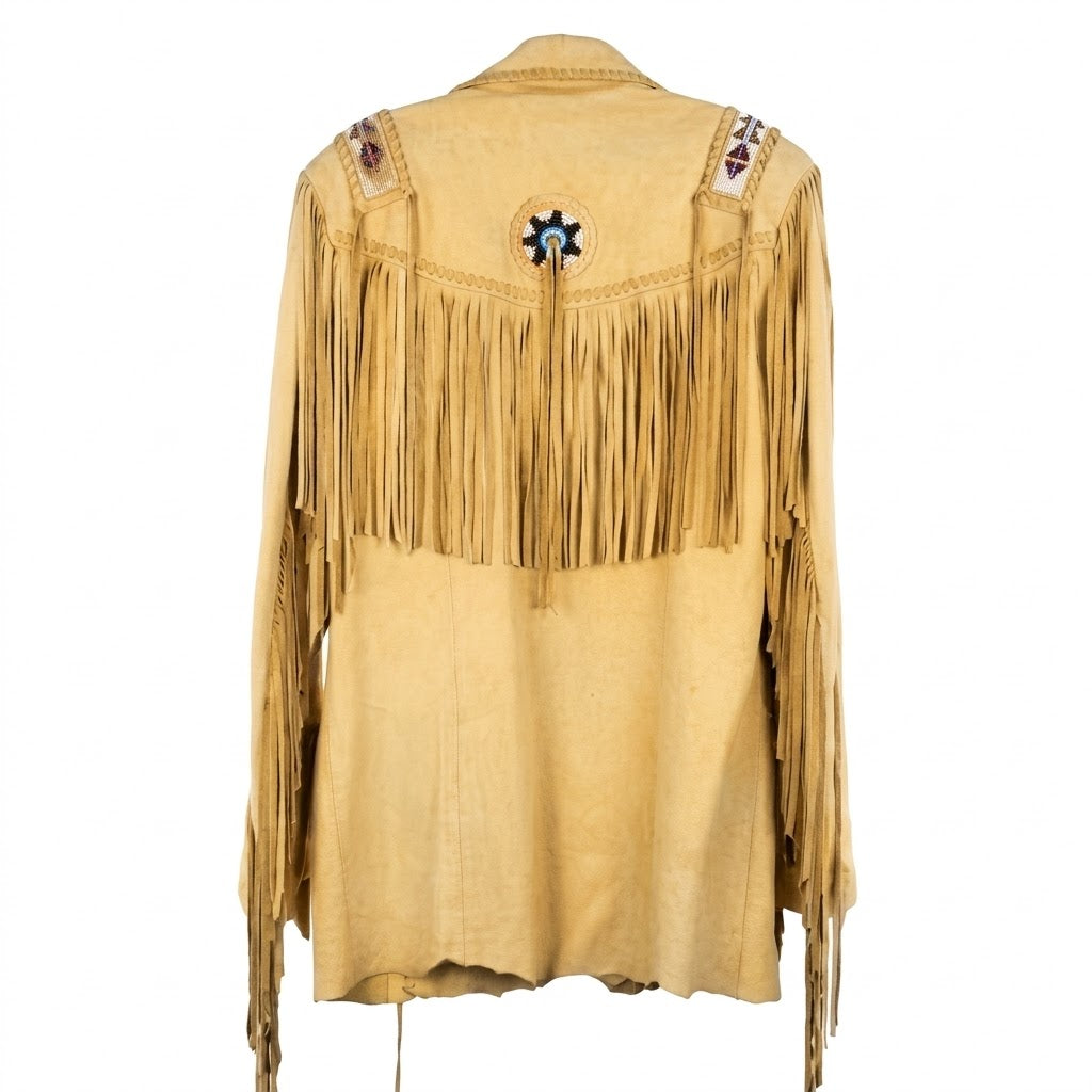 Native American Beaded Leather Jacket for Men NBJ303
