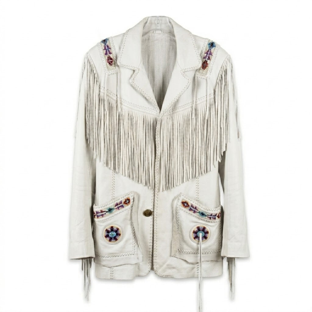 Native American Beaded Leather Jacket for Men NBJ303